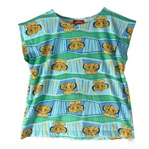 Disney Lion King Simba Shirt Womens XS Blue Green Cape Sleeve Animal Kingdom Top